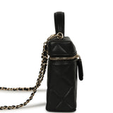 Chanel Top Handle Long Vanity Case with Chain Black Caviar Light Gold Hardware - Thumbnail View 3