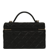 Chanel Top Handle Long Vanity Case with Chain Black Caviar Light Gold Hardware - Thumbnail View 4