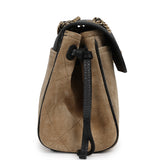 Chanel "Urban Essential" Flap Bag Dark Beige Suede, Black Calfskin Gold Hardware - Thumbnail View 3
