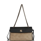 Chanel "Urban Essential" Flap Bag Dark Beige Suede, Black Calfskin Gold Hardware - Thumbnail View 7