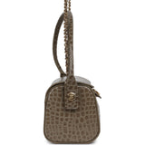 Chanel Barrel Clutch Bag with Chain Dark Khaki Croc Embossed Calfskin Gold Hardware - Thumbnail View 3