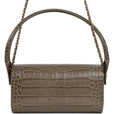 Chanel Barrel Clutch Bag with Chain Dark Khaki Croc Embossed Calfskin Gold Hardware - Thumbnail View 4