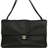 Chanel Maxi "Souplissimo" Large Flap Bag Black Grained Calfskin Gold Hardware - Thumbnail View 1