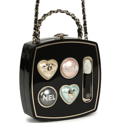 Chanel Makeup Palette Minaudiere Clutch with Chain Black, Multicolor Plexiglass, Strass, Light Gold Hardware