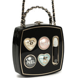 Chanel Makeup Palette Minaudiere Clutch with Chain Black, Multicolor Plexiglass, Strass, Light Gold Hardware - Thumbnail View 2