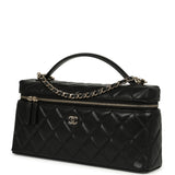 Chanel East West Top Handle Long Vanity Case with Chain Black Caviar Light Gold Hardware - Thumbnail View 5