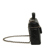 Chanel East West Top Handle Long Vanity Case with Chain Black Caviar Light Gold Hardware - Thumbnail View 3