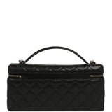 Chanel East West Top Handle Long Vanity Case with Chain Black Caviar Light Gold Hardware - Thumbnail View 4