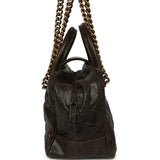 Chanel Paris-Bombay Shiva Bowling Bag Khaki Shiny Aged Crumpled Calfskin Antique Gold Hardware - Thumbnail View 3