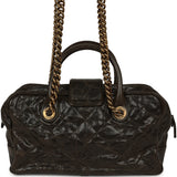 Chanel Paris-Bombay Shiva Bowling Bag Khaki Shiny Aged Crumpled Calfskin Antique Gold Hardware - Thumbnail View 4