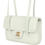 Chanel Mini Preppy Coco Clutch with Straps Light Blue Shiny Caviar Brushed Gold Hardware - Thumbnail View 5