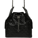 Chanel Medium 25 Hobo Bag Black Shiny Crumpled Calfskin Mixed Silver Hardware - Thumbnail View 1