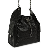 Chanel Medium 25 Hobo Bag Black Shiny Crumpled Calfskin Mixed Silver Hardware - Thumbnail View 2