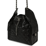 Chanel Medium 25 Hobo Bag Black Shiny Crumpled Calfskin Mixed Silver Hardware - Thumbnail View 5