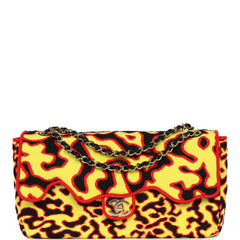 Chanel Maxi "Magma" Flap Bag Yellow, Red, Black Mixed Fibers Gold Hardware