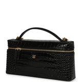 Chanel Large East West Top Handle Long Vanity Case with Chain Black Embossed Croc Calfskin Gold Hardware - Thumbnail View 5