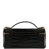 Chanel Large East West Top Handle Long Vanity Case with Chain Black Embossed Croc Calfskin Gold Hardware - Thumbnail View 4