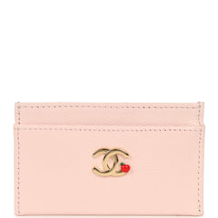 Chanel "Lucky Park" Card Holder Wallet Light Pink Goatskin Gold Hardware