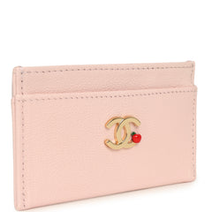 Chanel "Lucky Park" Card Holder Wallet Light Pink Goatskin Gold Hardware