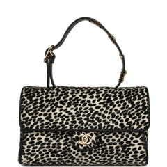 Chanel "Dalmatian Print" Top Handle Flap Bag Black, White Pony Hair, Black Calfskin Gold Hardware