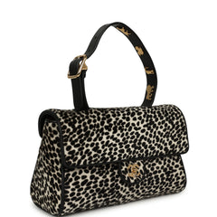 Chanel "Dalmatian Print" Top Handle Flap Bag Black, White Pony Hair, Black Calfskin Gold Hardware