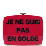 Chanel "Je Ne Suis Pas En Solde" Minaudiere Clutch with Chain Fuchsia, Navy Blue Plexiglass, Resin Silver Hardware - Thumbnail View 1