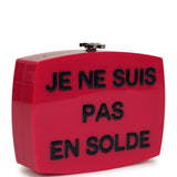 Chanel "Je Ne Suis Pas En Solde" Minaudiere Clutch with Chain Fuchsia, Navy Blue Plexiglass, Resin Silver Hardware - Thumbnail View 2