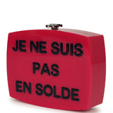 Chanel "Je Ne Suis Pas En Solde" Minaudiere Clutch with Chain Fuchsia, Navy Blue Plexiglass, Resin Silver Hardware - Thumbnail View 5