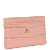 Chanel CC Card Holder Wallet Pink Croc Embossed Calfskin Gold Hardware - Thumbnail View 2