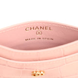 Chanel CC Card Holder Wallet Pink Croc Embossed Calfskin Gold Hardware - Thumbnail View 7