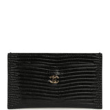 Chanel CC Card Holder Wallet Black Lizard Embossed Calfskin Gold Hardware - Thumbnail View 1