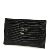Chanel CC Card Holder Wallet Black Lizard Embossed Calfskin Gold Hardware - Thumbnail View 6