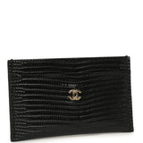 Chanel CC Card Holder Wallet Black Lizard Embossed Calfskin Gold Hardware - Thumbnail View 2