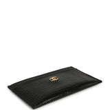 Chanel CC Card Holder Wallet Black Lizard Embossed Calfskin Gold Hardware - Thumbnail View 3