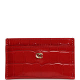 Chanel CC Card Holder Wallet Dark Red Croc Embossed Calfskin Gold Hardware - Thumbnail View 1