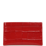 Chanel CC Card Holder Wallet Dark Red Croc Embossed Calfskin Gold Hardware - Thumbnail View 4