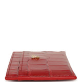 Chanel CC Card Holder Wallet Dark Red Croc Embossed Calfskin Gold Hardware - Thumbnail View 5