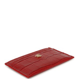 Chanel CC Card Holder Wallet Dark Red Croc Embossed Calfskin Gold Hardware - Thumbnail View 3