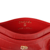 Chanel CC Card Holder Wallet Dark Red Croc Embossed Calfskin Gold Hardware - Thumbnail View 7