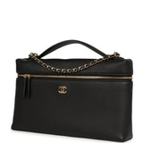 Chanel Large "Supple" Trapeze Top Handle Long Vanity Case with Chain Black Grained Calfskin Gold Hardware - Thumbnail View 5
