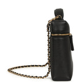 Chanel Large "Supple" Trapeze Top Handle Long Vanity Case with Chain Black Grained Calfskin Gold Hardware - Thumbnail View 3