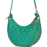Pre-owned Chanel Small Chain Around Hobo Bag Teal Lambskin Light Gold Hardware - Thumbnail View 6