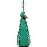 Pre-owned Chanel Small Chain Around Hobo Bag Teal Lambskin Light Gold Hardware - Thumbnail View 3