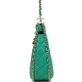 Pre-owned Chanel Small Chain Around Hobo Bag Teal Lambskin Light Gold Hardware - Thumbnail View 5