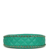 Pre-owned Chanel Small Chain Around Hobo Bag Teal Lambskin Light Gold Hardware - Thumbnail View 9