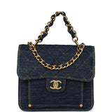 Chanel Double You Flap Bag Blue Denim Antique Gold Hardware - Thumbnail View 1