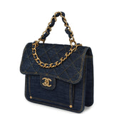 Chanel Double You Flap Bag Blue Denim Antique Gold Hardware - Thumbnail View 5
