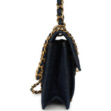 Chanel Double You Flap Bag Blue Denim Antique Gold Hardware - Thumbnail View 3
