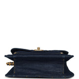 Chanel Double You Flap Bag Blue Denim Antique Gold Hardware - Thumbnail View 6