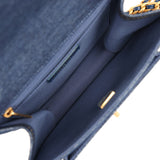 Chanel Double You Flap Bag Blue Denim Antique Gold Hardware - Thumbnail View 8